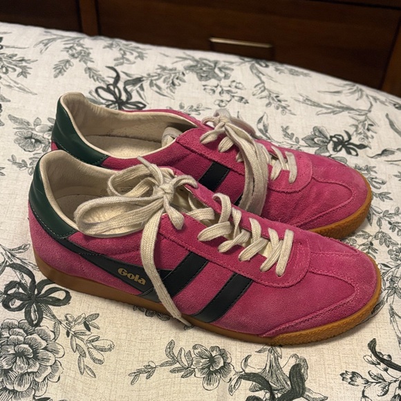 Gola Elan Sneakers - Women's Pink and Green Suede Sneakers - Picture 5 of 6